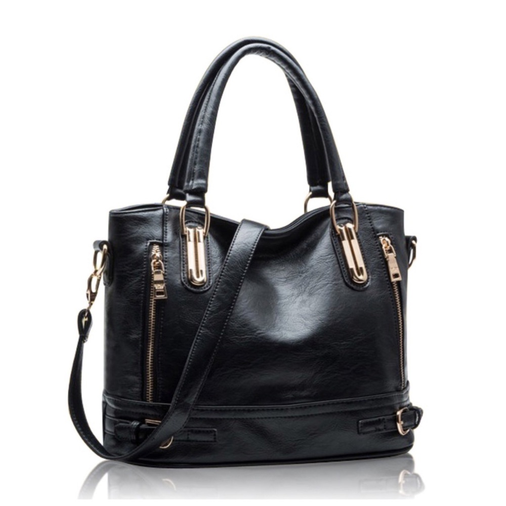 Black Adelaise Vegan Leather Bag - Picture 2 of 6